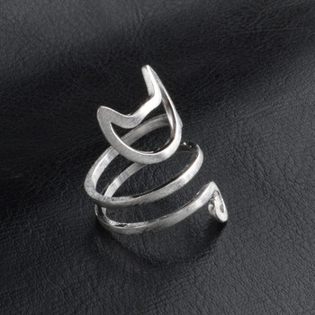 Foxanry Сребърен цвят Творчески навиващи се ръчно изработени пръстени за жени Двойки Terndy Парти Сладка котка Пръст anillos Бижута Подаръци