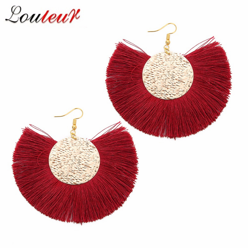 Louleur Червени Розови Черни обеци с капки за жени Дълги обеци с пискюли Големи изявени обеци Бохо индийски бижута 2019 лято