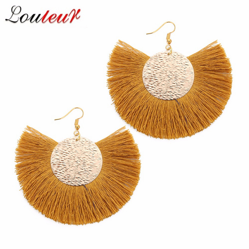 Louleur Червени Розови Черни обеци с капки за жени Дълги обеци с пискюли Големи изявени обеци Бохо индийски бижута 2019 лято