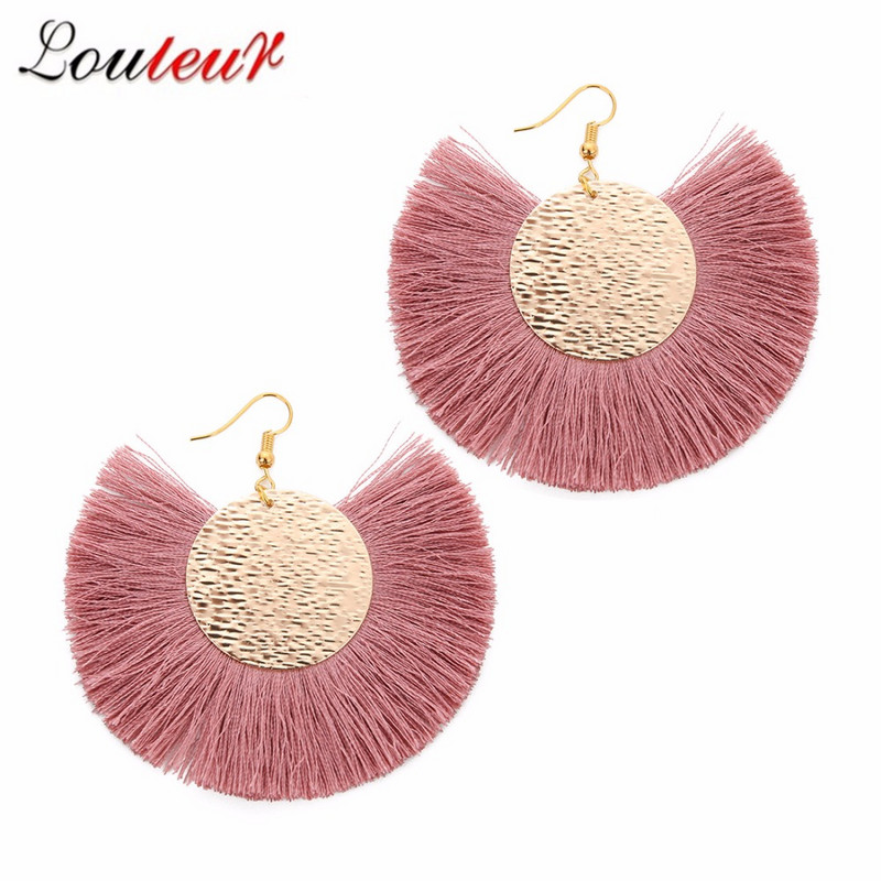 Louleur Червени Розови Черни обеци с капки за жени Дълги обеци с пискюли Големи изявени обеци Бохо индийски бижута 2019 лято