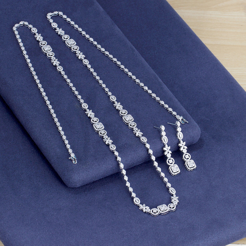 Nauji madingi megztiniai su ilgais karoliais auskarų papuošalų rinkiniai moterims vestuvių vakarėliui cirkonio CZ Afrikos Dubajaus vestuviniai papuošalai 2022 m.