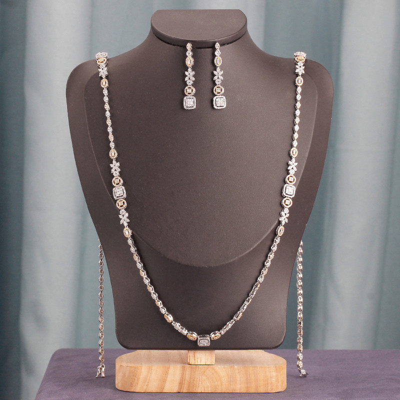 Nauji madingi megztiniai su ilgais karoliais auskarų papuošalų rinkiniai moterims vestuvių vakarėliui cirkonio CZ Afrikos Dubajaus vestuviniai papuošalai 2022 m.