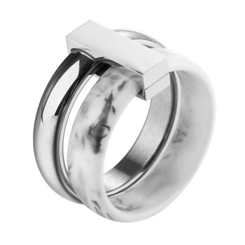 Моден двуслоен движещ се керамичен пръстен Пръстени от неръждаема стомана за жени Сребърни сватбени пръстени за подарък Пръстени на любовника Бижута