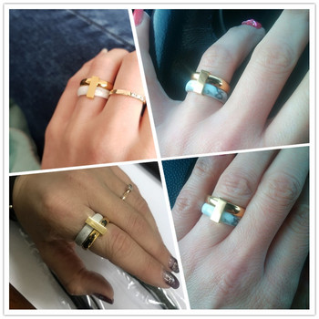 Κεραμικό δαχτυλίδι Fashion Two Layer Move Δαχτυλίδι από ανοξείδωτο ατσάλι για γυναίκες Ασημένιο χρώμα Βέρες γάμου για δαχτυλίδια δώρου Lover\'s κοσμήματα