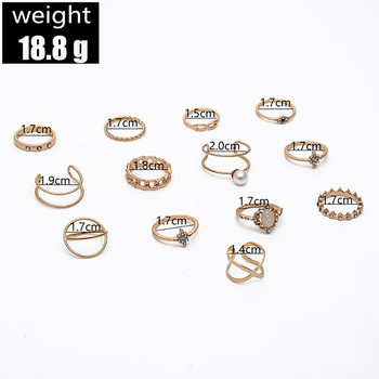 Моден геометричен комплект пръстени за кокалчета за жени Пръстен за пръсти в цвят кристално злато 2022 Boho Дамски сватбени бижута Подарък