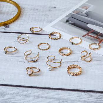 Fashion Geometric Knuckle Rings σετ Γυναικεία Δαχτυλίδι δάχτυλο σε χρώμα Κρυστάλλινο χρυσό 2022 Boho Γυναικεία κοσμήματα δώρο
