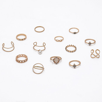 Fashion Geometric Knuckle Rings σετ Γυναικεία Δαχτυλίδι δάχτυλο σε χρώμα Κρυστάλλινο χρυσό 2022 Boho Γυναικεία κοσμήματα δώρο