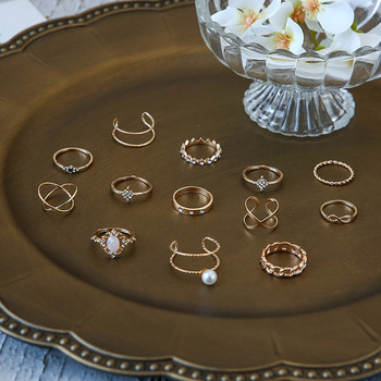 Fashion Geometric Knuckle Rings σετ Γυναικεία Δαχτυλίδι δάχτυλο σε χρώμα Κρυστάλλινο χρυσό 2022 Boho Γυναικεία κοσμήματα δώρο