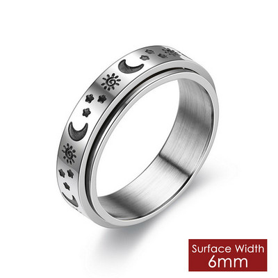 Besisukantis suktuko žiedas vyrams Moterų nerimo nerimo žiedai nerūdijančio plieno mėnulio žvaigždės romėniškų skaitmenų grandinės besisukantis žiedas