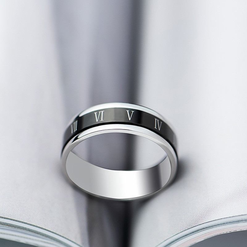 Besisukantis suktuko žiedas vyrams Moterų nerimo nerimo žiedai nerūdijančio plieno mėnulio žvaigždės romėniškų skaitmenų grandinės besisukantis žiedas