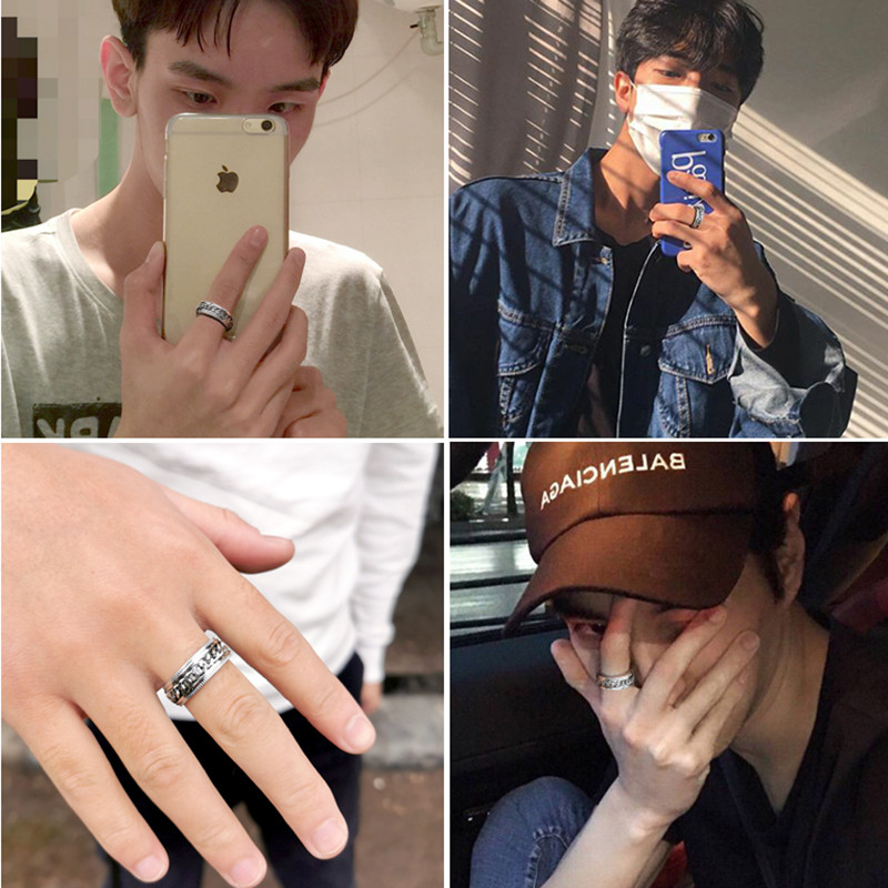 Besisukantis suktuko žiedas vyrams Moterų nerimo nerimo žiedai nerūdijančio plieno mėnulio žvaigždės romėniškų skaitmenų grandinės besisukantis žiedas