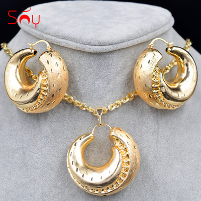 Sunny Jewelry Medené šperky Sady pre ženy Náhrdelník Náušnice Prívesok Veľké okrúhle šperky Sady pre svadobné šperky Darčeky Nájsť