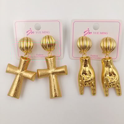 Divatos ékszer készletek nőknek nyaklánc fülbevaló karkötő gyűrű Dubai 18 karátos aranyozott gótikus stílusú kereszt ékszer parti ajándékba