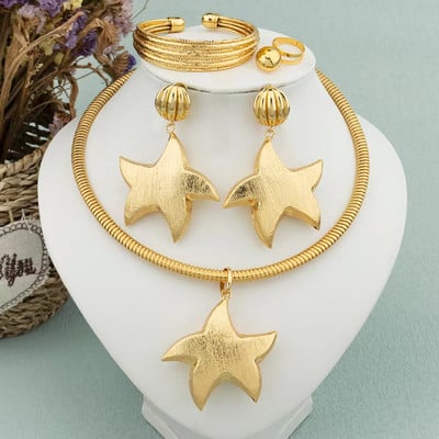 Divatos ékszer készletek nőknek nyaklánc fülbevaló karkötő gyűrű Dubai 18 karátos aranyozott gótikus stílusú kereszt ékszer parti ajándékba