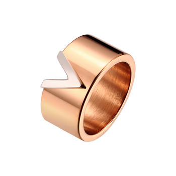 Δαχτυλίδι από ανοξείδωτο ατσάλι σε σχήμα V Γυναικείο ανδρικό νυφικό δαχτυλίδι ασημένιο χρώμα Δαχτυλίδι για γυναίκες