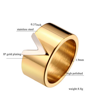Модни V-образни пръстени от неръждаема стомана Женски мъжки любовник Сватбен булчински пръстен Сребърен цвят Позлатени пръстени за пръсти за жени