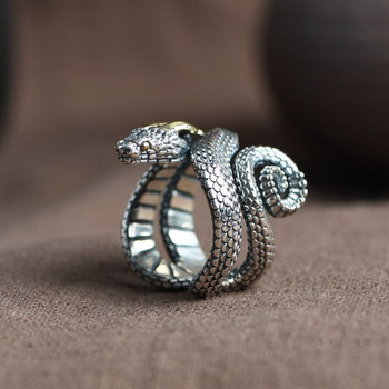 Винтидж Anillos Ретро пръстен със змия Мъжки черен регулируем отварящ се метален пръстен с животни Хип-хоп Рок Мъже Жени Бижута Подаръци