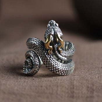 Винтидж Anillos Ретро пръстен със змия Мъжки черен регулируем отварящ се метален пръстен с животни Хип-хоп Рок Мъже Жени Бижута Подаръци