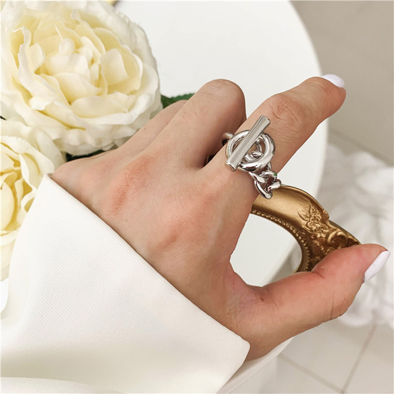 GHIDBK tuščiaviduriai stori, stambūs pareiškimai žiedai moterims, minimalistinis unikalus dizainas OT žiedas gatvės stiliaus žiedai didmeninė prekyba