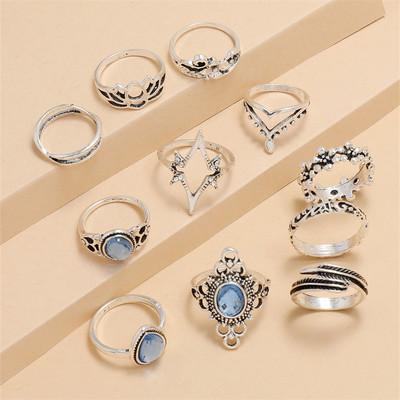 Trendi vintage prsten izrezbareno zvjezdano nebo 11-dijelni kombinirani prsten anillos mujer anillo joyas de mujer Modni nakit Darovi