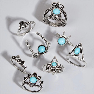 Trendi vintage prsten izrezbareno zvjezdano nebo 11-dijelni kombinirani prsten anillos mujer anillo joyas de mujer Modni nakit Darovi