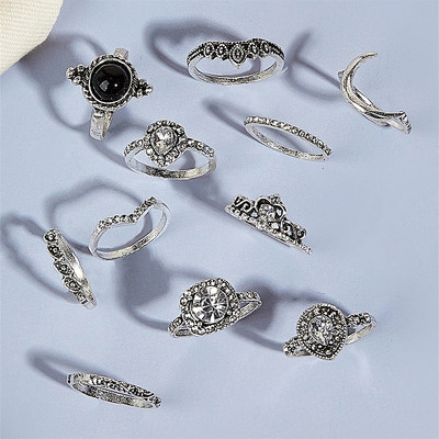 Trendi vintage prsten izrezbareno zvjezdano nebo 11-dijelni kombinirani prsten anillos mujer anillo joyas de mujer Modni nakit Darovi