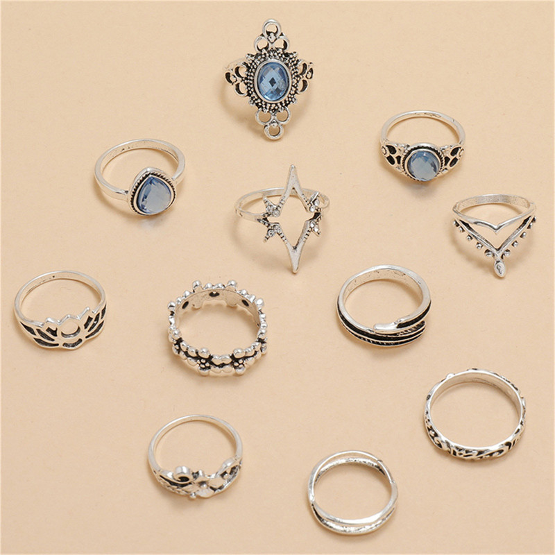 Trendi vintage prsten izrezbareno zvjezdano nebo 11-dijelni kombinirani prsten anillos mujer anillo joyas de mujer Modni nakit Darovi