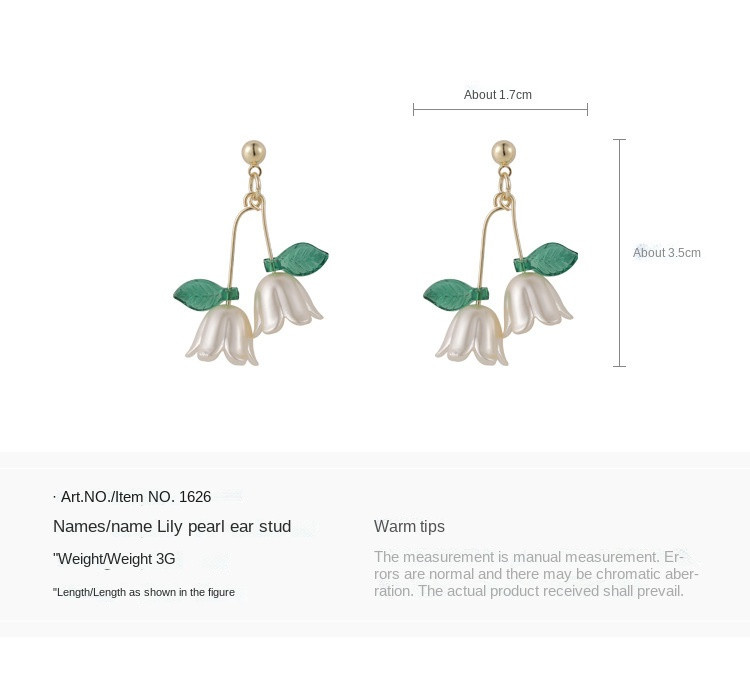 Kinijos stiliaus lelijos varpelio orchidėjų perlų auskarai, temperamentiniai balti tulpės kriauklės žiedlapiai, gėlių segtukai auskarai be auskarų