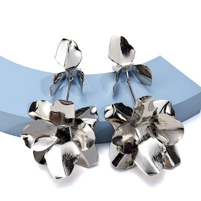 Naujas atvykimas Retro aukso spalvos metaliniai gėlių auskarai geometriniai kabantys auskarai moterims mergaičių vakarėliui madingi papuošalai