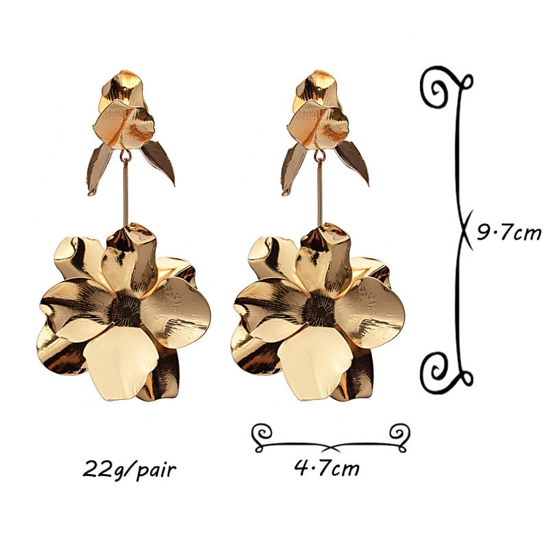 Naujas atvykimas Retro aukso spalvos metaliniai gėlių auskarai geometriniai kabantys auskarai moterims mergaičių vakarėliui madingi papuošalai