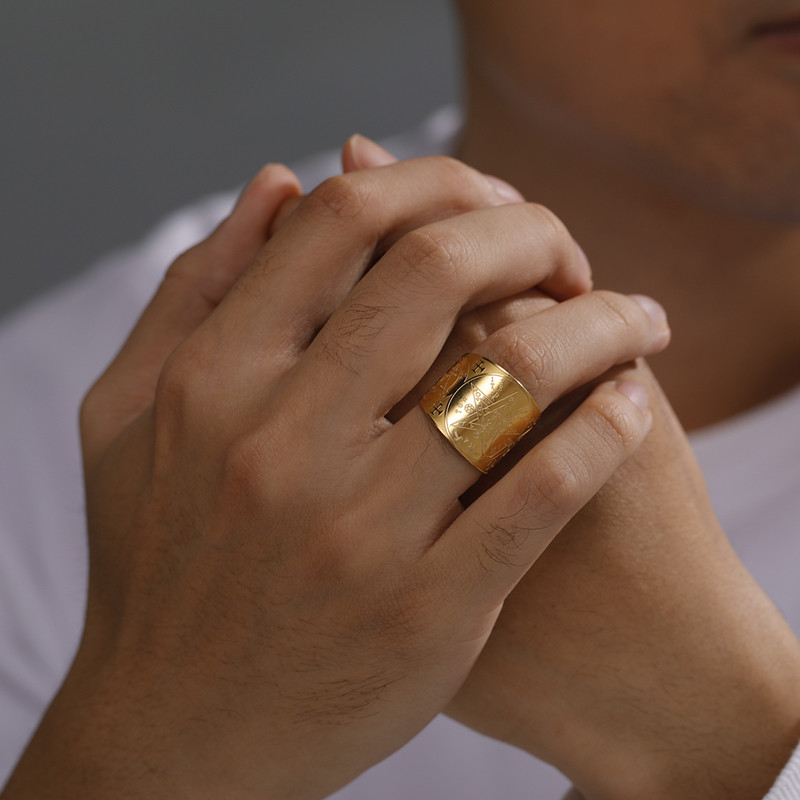 Dawapara Tetragrammaton Pentagram Amulet Pentacle Inel Puterea antică Numele lui Dumnezeu Bijuterii Solomon Wiccan din oțel inoxidabil