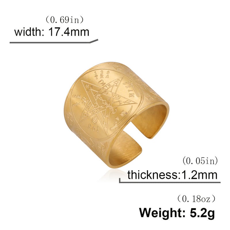 Dawapara Tetragrammaton Pentagram Amulet Pentacle Inel Puterea antică Numele lui Dumnezeu Bijuterii Solomon Wiccan din oțel inoxidabil