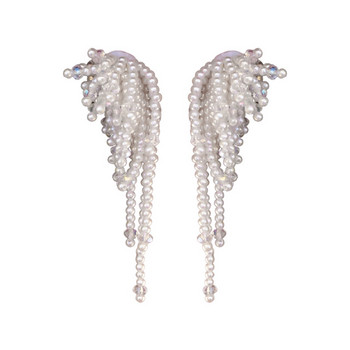 Нов бароков стил, ръчно изработени кристални перлени цветя, дълги обеци с пискюли за жени, изящни бижута, висящи Pendientes Brincos