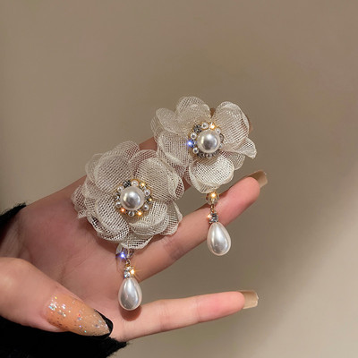 Nauji baroko stiliaus rankų darbo krištolo perlų gėlių kutai ilgi auskarai moterims Statement papuošalai kabanti Pendientes Brincos