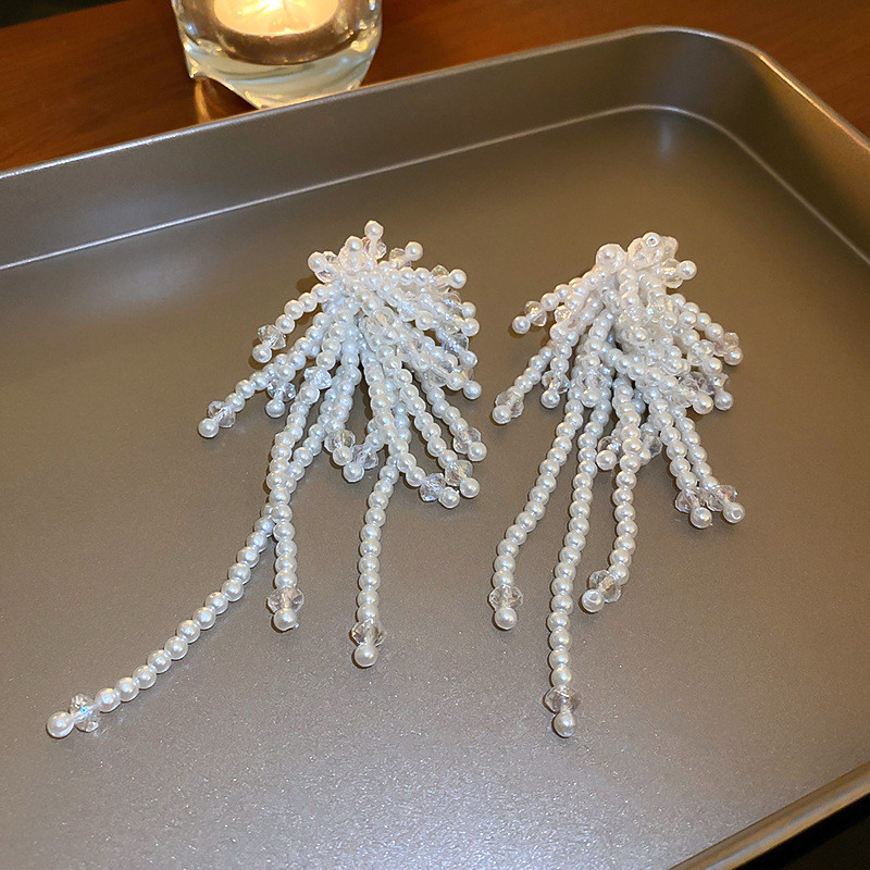 Nauji baroko stiliaus rankų darbo krištolo perlų gėlių kutai ilgi auskarai moterims Statement papuošalai kabanti Pendientes Brincos