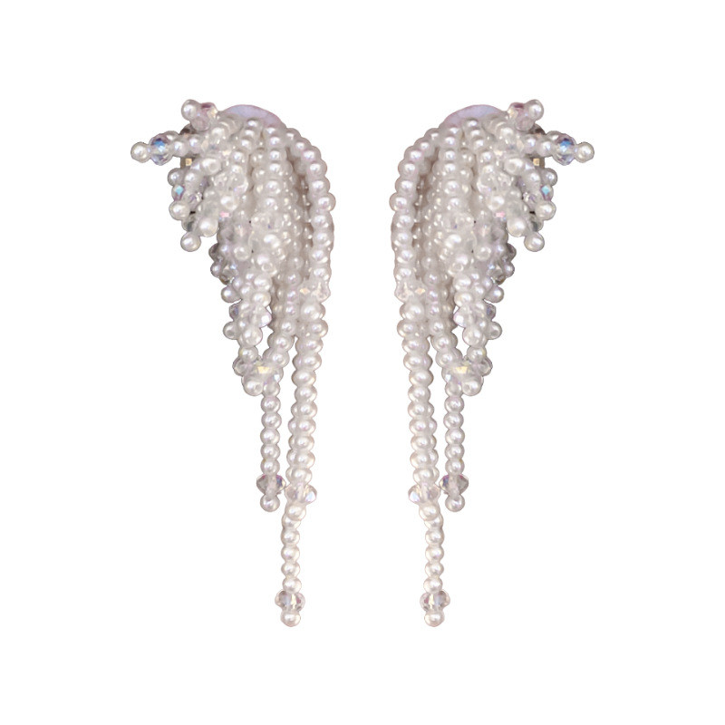 Nauji baroko stiliaus rankų darbo krištolo perlų gėlių kutai ilgi auskarai moterims Statement papuošalai kabanti Pendientes Brincos