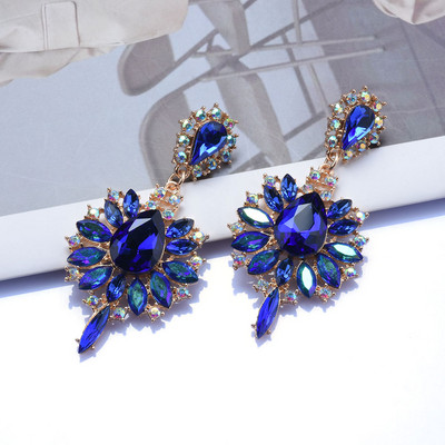 Žalia Raudona Mėlyna Šampano krištolo krištoliniai ilgi auskarai Moteriški mados pareiškimai Dideli auskarai ZA papuošalai 2022 m. Nauja