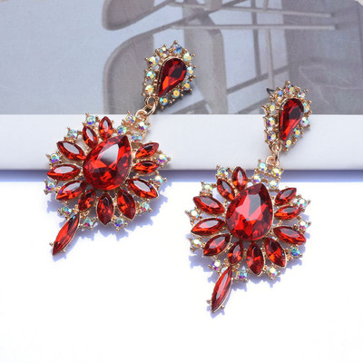 Žalia Raudona Mėlyna Šampano krištolo krištoliniai ilgi auskarai Moteriški mados pareiškimai Dideli auskarai ZA papuošalai 2022 m. Nauja