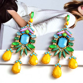 Naujo dizaino bohemiškas etninis ilgas pakabukas, kabantys auskarai, aukštos kokybės prabangūs krištolo papuošalų priedai moterims