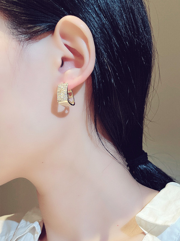 Padengti 14k tikro aukso auskarai moterims, geometrijos prabangos inkrustacija, išskirtinė super blykstė cirkonio auskarai papuošalai, papuošalai vestuvių vakarėliui