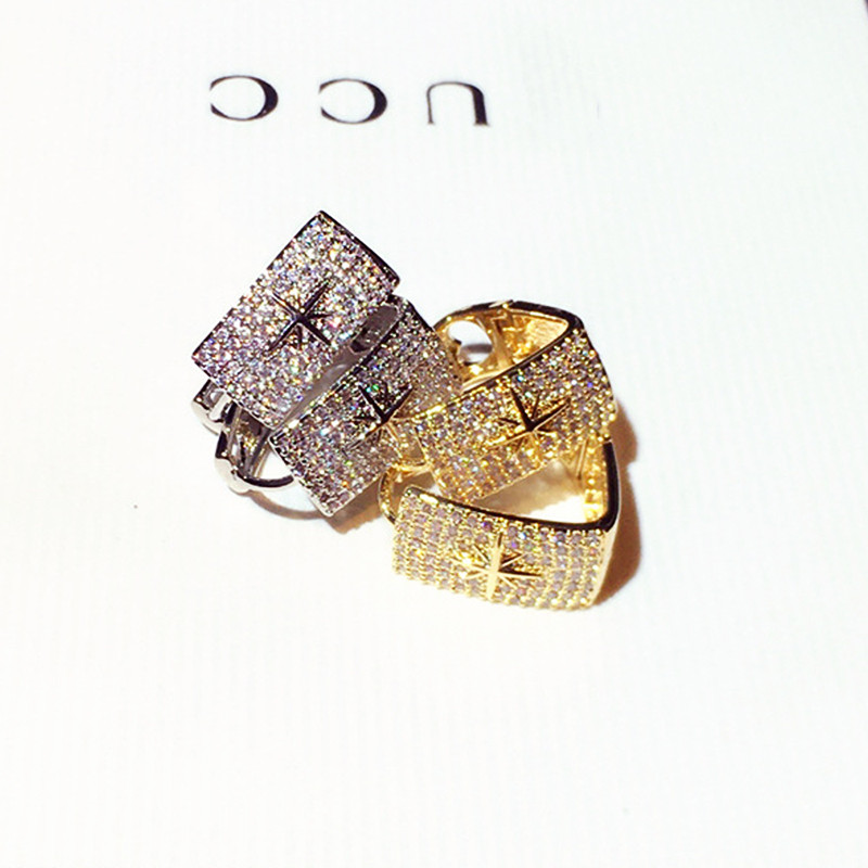 Padengti 14k tikro aukso auskarai moterims, geometrijos prabangos inkrustacija, išskirtinė super blykstė cirkonio auskarai papuošalai, papuošalai vestuvių vakarėliui