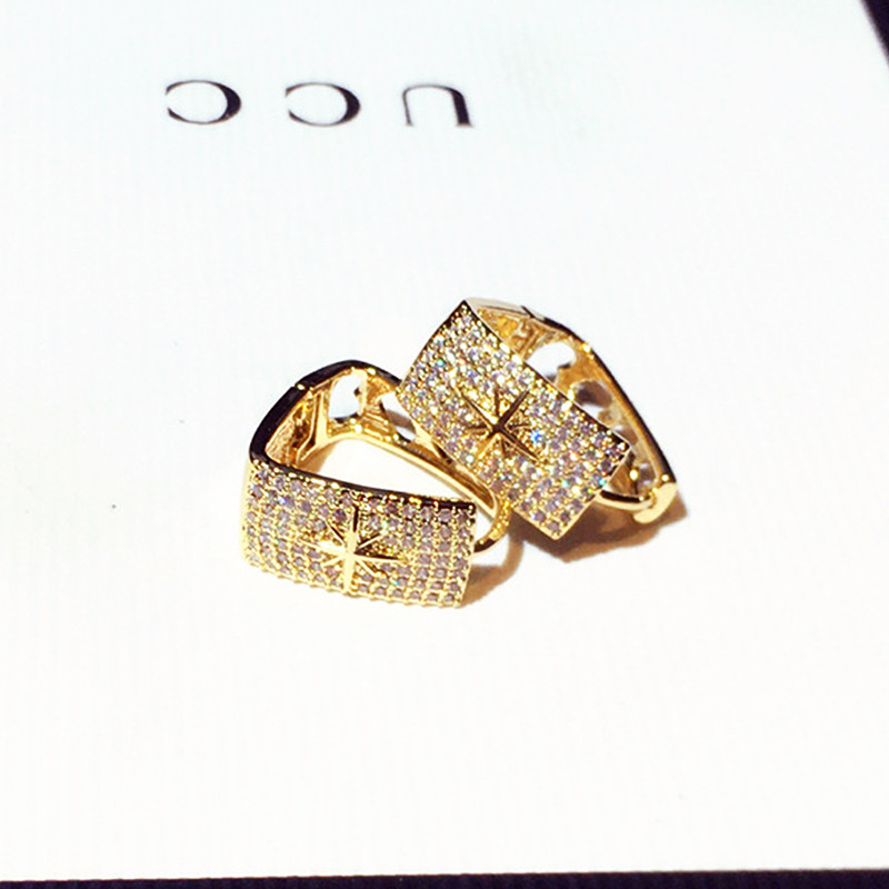 Padengti 14k tikro aukso auskarai moterims, geometrijos prabangos inkrustacija, išskirtinė super blykstė cirkonio auskarai papuošalai, papuošalai vestuvių vakarėliui