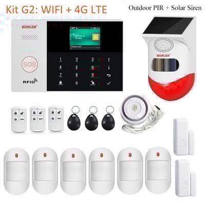 „Tuya Smart Life“ namų apsaugos nuo įsilaužimo signalizacijos sistema „Alexa“ WIFI GSM 4G SMS skambučių programos valdymas su kamera lauko PIR saulės sirena