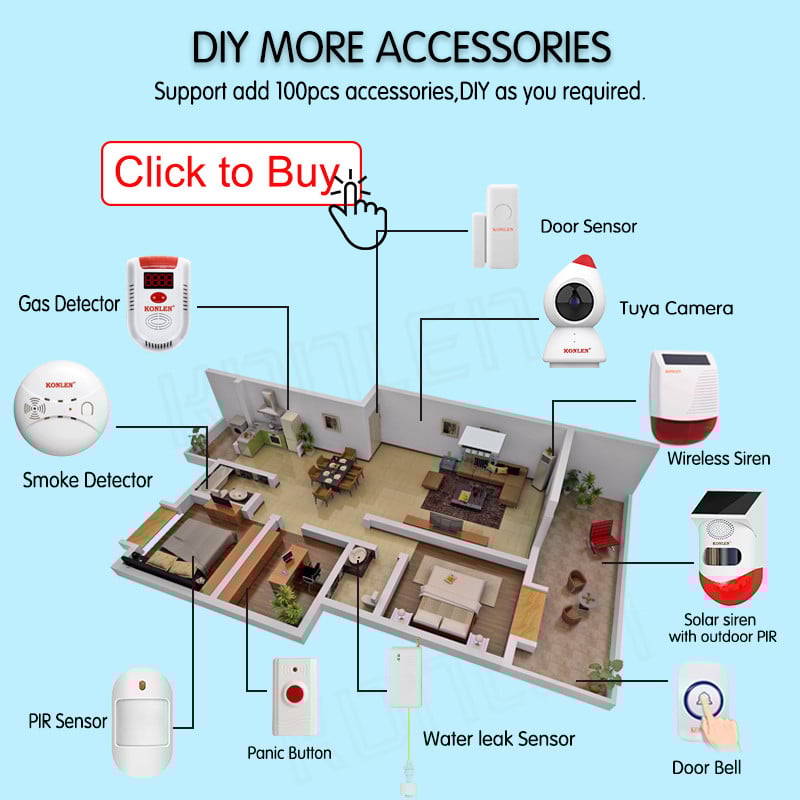 „Tuya Smart Life“ namų apsaugos nuo įsilaužimo signalizacijos sistema „Alexa“ WIFI GSM 4G SMS skambučių programos valdymas su kamera lauko PIR saulės sirena