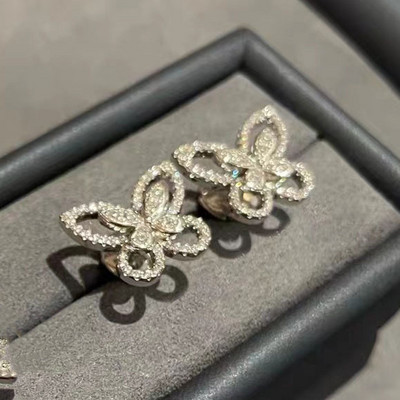 Aranyos Bling cirkon kő ezüst színű pillangós fülbevaló női divat ékszerek koreai fülbevalók 2022 új trend