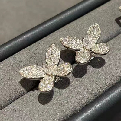 Aranyos Bling cirkon kő ezüst színű pillangós fülbevaló női divat ékszerek koreai fülbevalók 2022 új trend