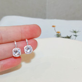 Prabangūs moteriški krištolo cirkonio akmens auskarai klasikiniai žavūs kvadratiniai cirkonio akmens sidabro spalvos auskarai, papuošalai vestuvių vakarėliui