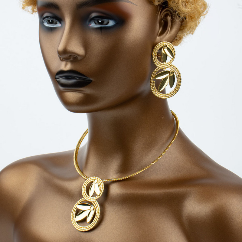 Brazilijos paauksuoti karoliai auskarai Dubajus 4 vnt. papuošalų rinkinys moterims, moterims, elegantiški papuošalai Afrikos Nigerijos vakarėlio aksesuarai