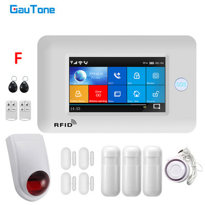 GauTone PG106 namų apsaugos sistema belaidė namų GSM signalizacijos sistemos rinkinys APP valdymas su dūmų detektoriumi lauko sirena