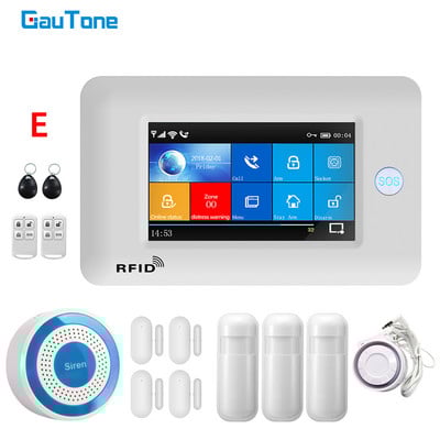 GauTone PG106 namų apsaugos sistema belaidė namų GSM signalizacijos sistemos rinkinys APP valdymas su dūmų detektoriumi lauko sirena
